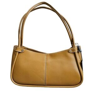 NEW Guia's Camel Brown Leather Hobo Bag Classic Minimalist Normcore Stitched